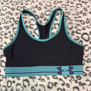 Under Armour Black and Blue Sports Bra Moisture-Wicking Racerback